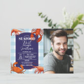 シーフードボイルバースデーパーティーカニ海老の写真 招待状 (スタンド正面)