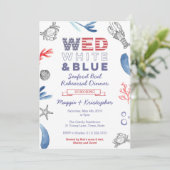 シーフードボイルリハーサルディナー、赤白青 招待状 (スタンド正面)