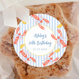 シーフードボイルロブスター焼き誕生日シール ラウンドシール
