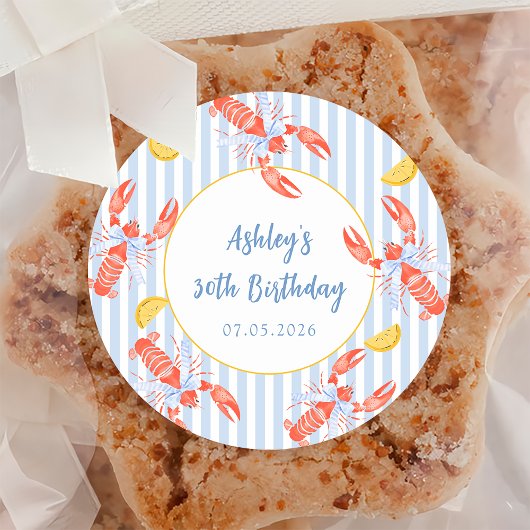 シーフードボイルロブスター焼き誕生日シール ラウンドシール