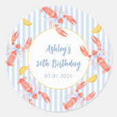 シーフードボイルロブスター焼き誕生日シール ラウンドシール (正面)