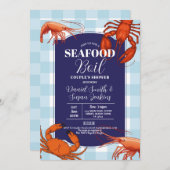 シーフードボイル婚約パーティエビ海軍ロブスター 招待状 (正面/裏面)