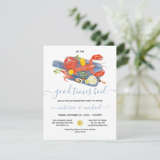 シーフードボイル婚約リハーサルディナーパーティー 招待状 (スタンド正面)