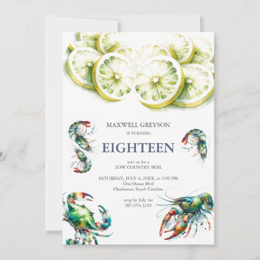 シーフードボイル18誕生日招待状 招待状 (正面)
