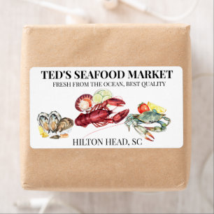 シーフードマーケットビジネスロブスターカニ ラベル