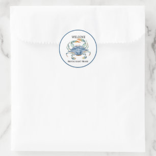 シーフードレストランウェルカムブルーカニPersonalize n ラウンドシール