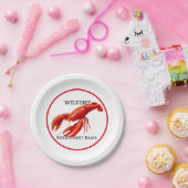 シーフードレストランウェルカムレッドロブスターパーソナライズ ペーパープレート (パーティー)