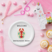 シーフードレストランウェルカムレッドロブスターパーソナライズ ペーパープレート (パーティー)