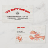 シーフードレストランフードサービス素朴ウッド 名刺 (正面/裏面)