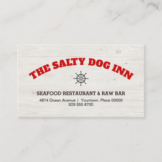 シーフードレストランフードサービス素朴ウッド 名刺 (正面)