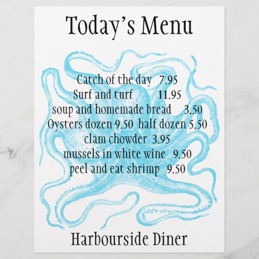 シーフードレストランメニュー (正面)