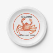 シーフードレストラン歓迎レッドカニパーソナライズ ペーパープレート (正面)