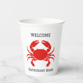シーフードレストラン歓迎レッドカニパーソナライズna 紙コップ (正面)