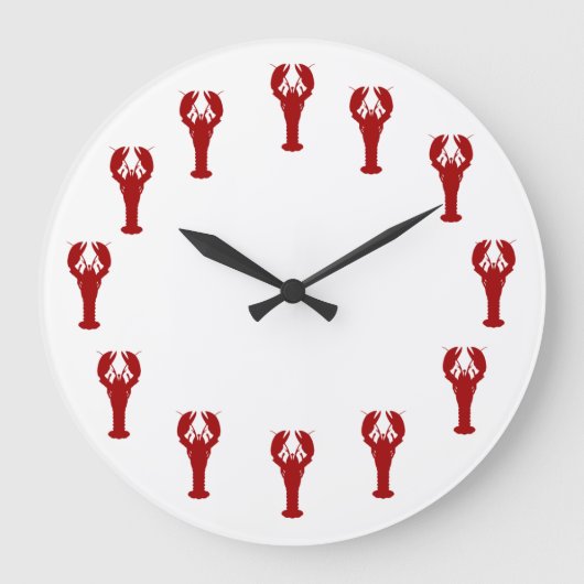 シーフードレッドロブスターウォールデコール ラージ壁時計 (正面)