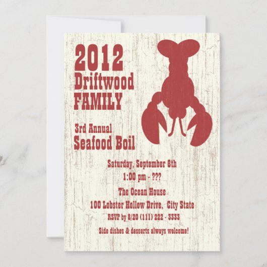 シーフードロブスターレッド 招待状 (正面)