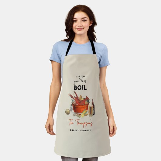 シーフード夏のクロウフィッシュ沸騰パーティー エプロン (着用した状態)