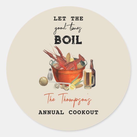 シーフード夏のクロウフィッシュ沸騰パーティー ラウンドシール (正面)