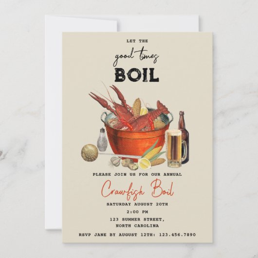 シーフード夏のクロウフィッシュ沸騰パーティー 招待状 (正面)