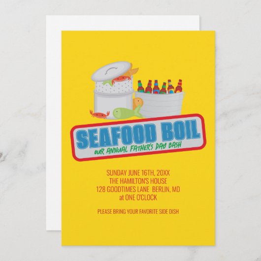シーフード沸騰の父の日の招待状 招待状 (正面/裏面)