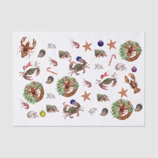 シーフード甲殻類ロブスターカニのクリスマス 薄葉紙 (正面)