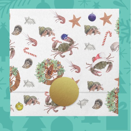 シーフード甲殻類ロブスターカニのクリスマス 薄葉紙