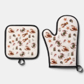 シーフード甲殻類ロブスターカニビーチハウス 鍋つかみ&鍋敷きセット (正面)