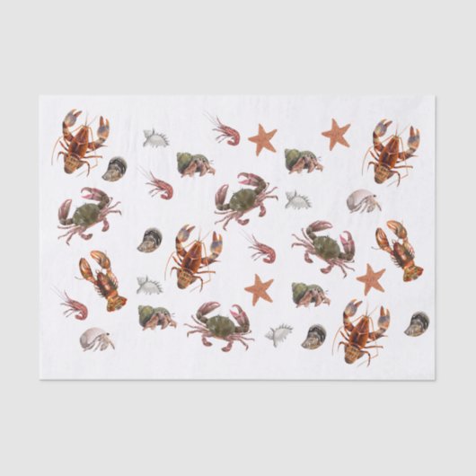 シーフード甲殻類ロブスターカニ模様 薄葉紙 (正面)