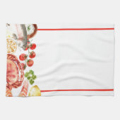 シーフード饗宴レッドストライプ キッチンタオル (横)