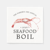 シーフード/エビ煮沸をテーマにしたパーティー スタンダードカクテルナプキン (正面)