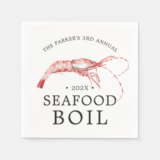 シーフード/エビ煮沸をテーマにしたパーティー スタンダードカクテルナプキン (正面)