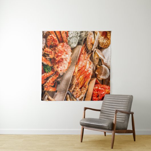 シーフード・キュイジーン・プレートとしての海グルメディナーb タペストリー (インサイチュ(横))