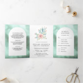 シーフ素朴オムアーチデザートフローラサボテン結婚ズ 三つ折り招待状 (内部)