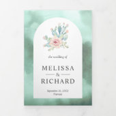 シーフ素朴オムアーチデザートフローラサボテン結婚ズ 三つ折り招待状 (カバー)