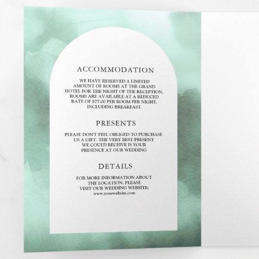 シーフ素朴オムアーチデザートフローラサボテン結婚ズ 三つ折り招待状 (内部最初)