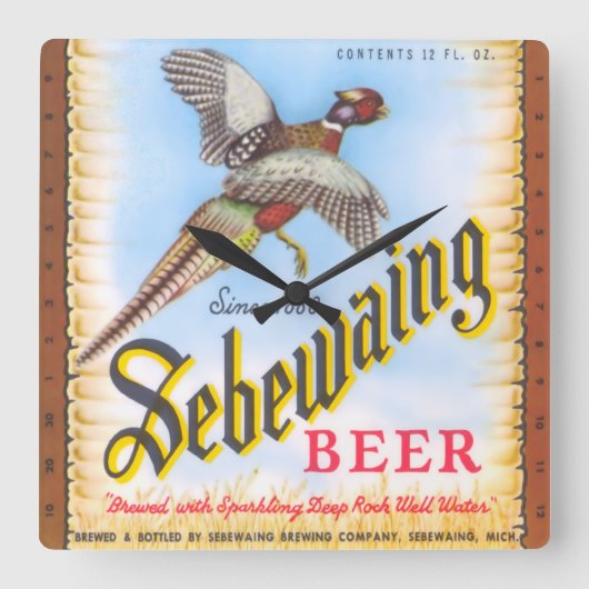 シーブウェイングビールスクエアウォールクロック スクエア壁時計 (正面)