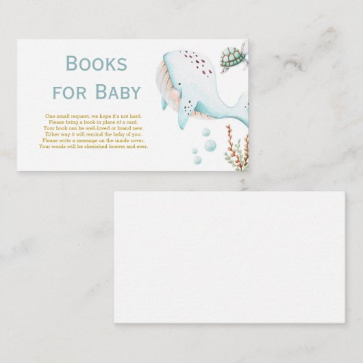シーブックの下にある鯨の赤ちゃんシャワー エンクロージャーカード (正面/裏面)