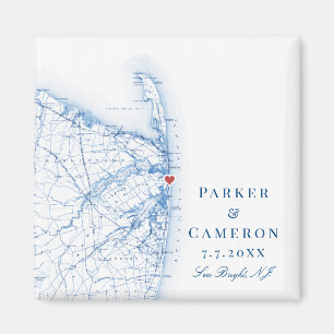 シーブライトニュージャージーの地図エレガントな結婚式の好意 マグネット