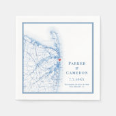 シーブライトニュージャージーの地図エレガントな結婚式 スタンダードカクテルナプキン (正面)