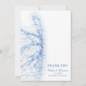 シーブライトニュージャージーの地図結婚のフォトフラット サンキューカード (正面)