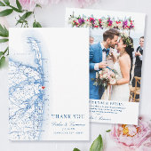 シーブライトニュージャージーの地図結婚のフォトフラット サンキューカード