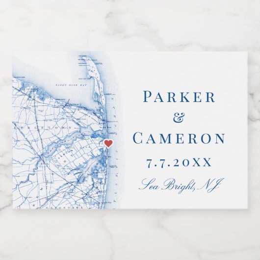 シーブライトニュージャージーの地図結婚ズシャンパンミニ スパークリングワインラベル (シングルラベル)