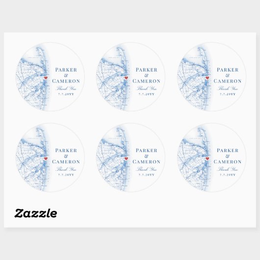 シーブライトニュージャージーマップ結婚式の引き出物 ラウンドシール (シート)