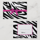 シーブラストライプーとピンクリボンのシーティングカード プレイスカード (正面/裏面)