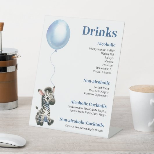 シーブラブルーバルーンサファリベイビーシャワードリンクサイン 台座サイン (インサイチュ)