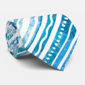 シーブリーズ水彩青ストライプビーチ模様 ネクタイ (ロール)