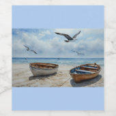 「シーブリーズ・セレナーデ」。穏カラフルやかなボートシーン ワインラベル (シングルラベル)