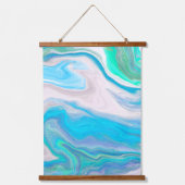 シーブルーとグリーンの泡と海アート 吊り下げ型タペストリー (正面)