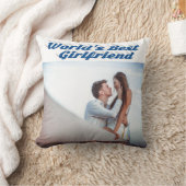 シーブルーのガールフレンドタイポグラフィ写真 クッション (ブランケット)