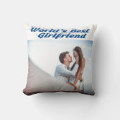 シーブルーのガールフレンドタイポグラフィ写真 クッション (正面)