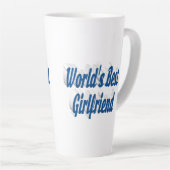 シーブルーのガールフレンドタイポグラフィ カフェラテマグ (右アングル)